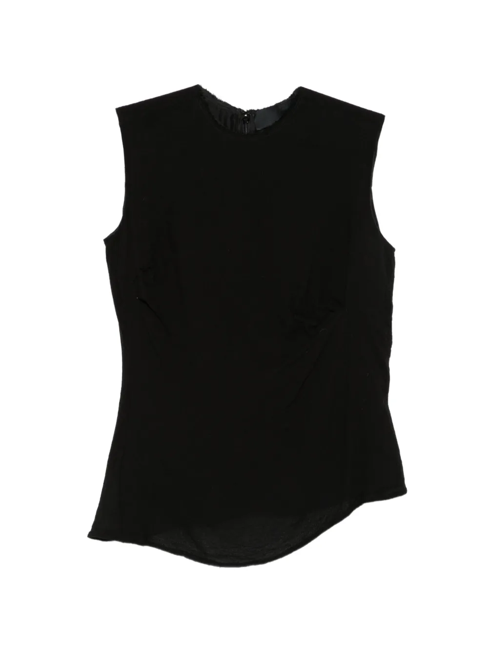 Marc Le Bihan asymmetric frayed-edge top - Black