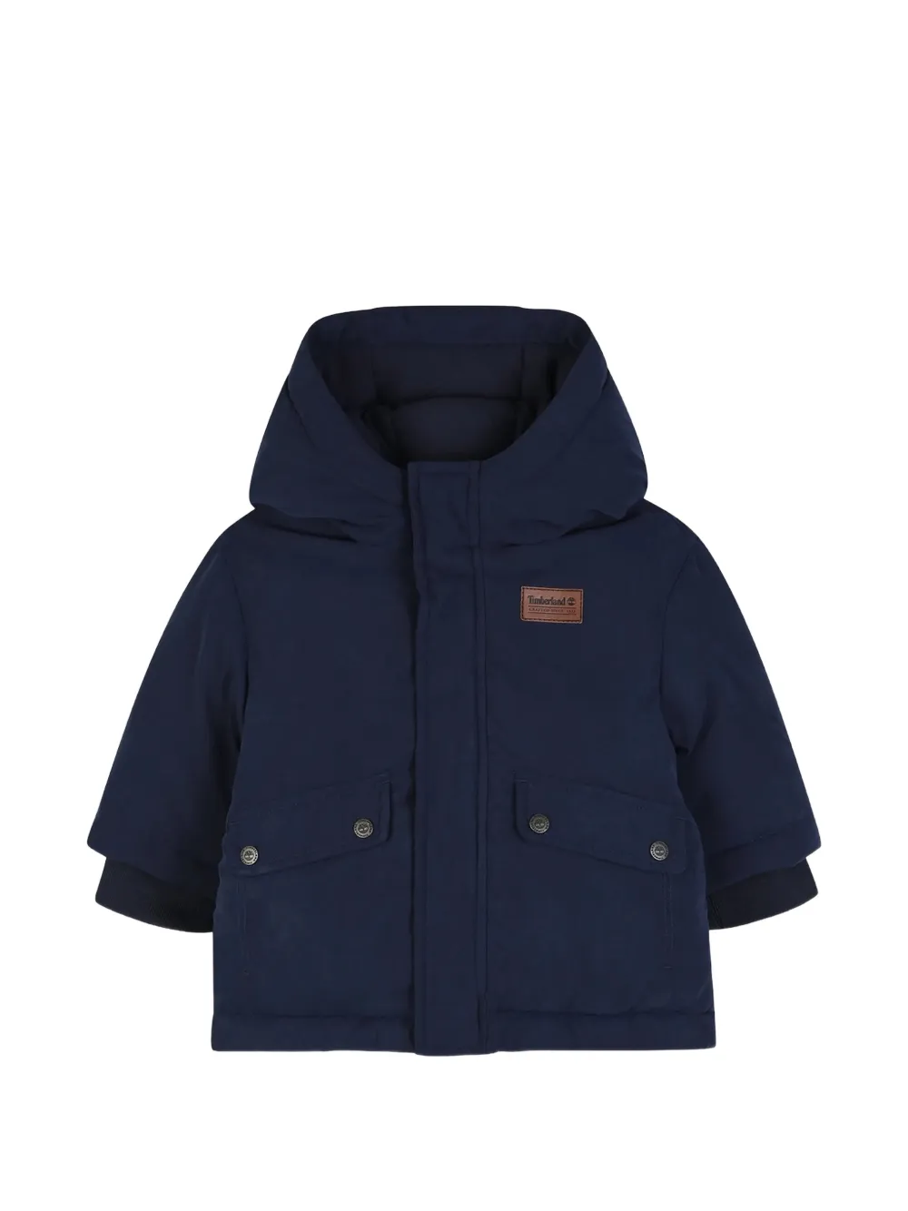 Timberland Kids hooded logo-patch jacket - Blu