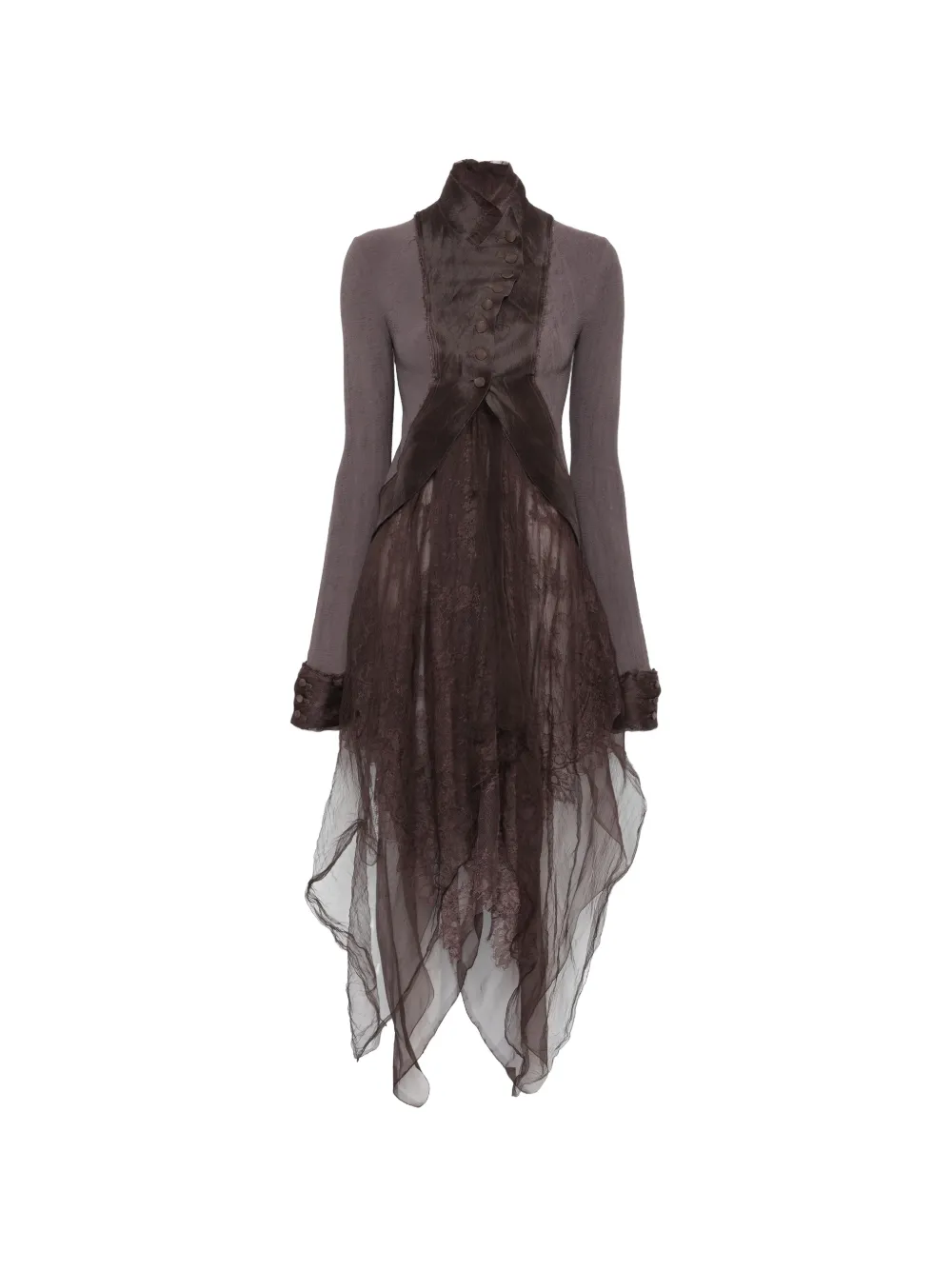 Marc Le Bihan lace-panelled asymmetric jacket