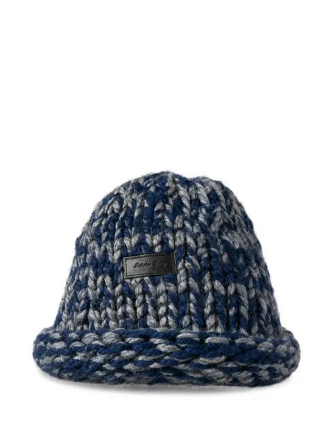 Nicholas Daley Rebel chunky-knit logo-patch beanie hat