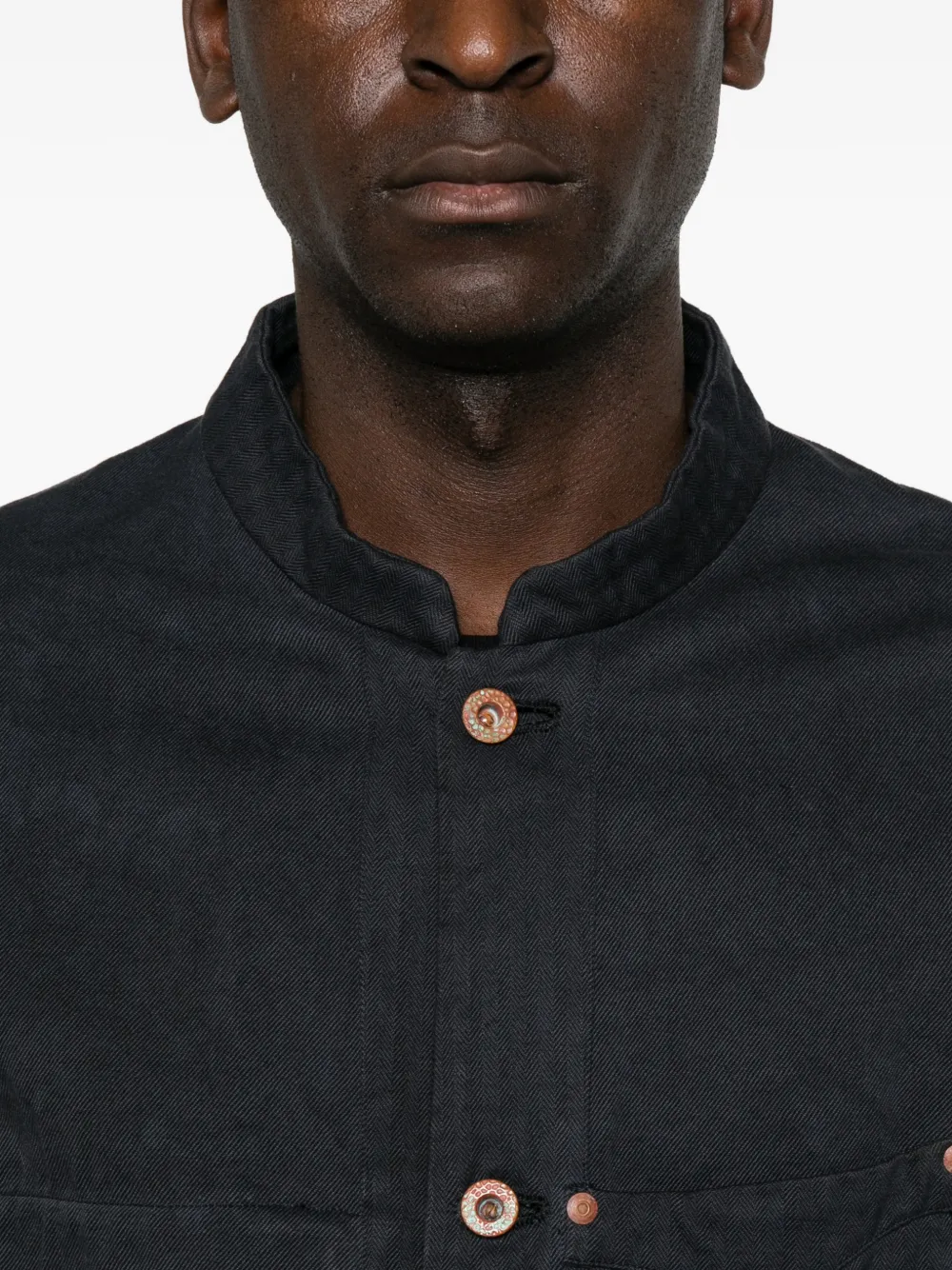 LOÏS DIONISIO Shirtjack met visgraat-patroon en knopen Blauw