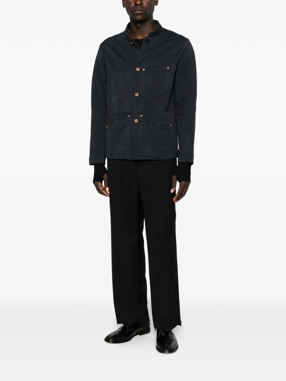 LOÏS DIONISIO Shirtjack met visgraat-patroon en knopen Blauw
