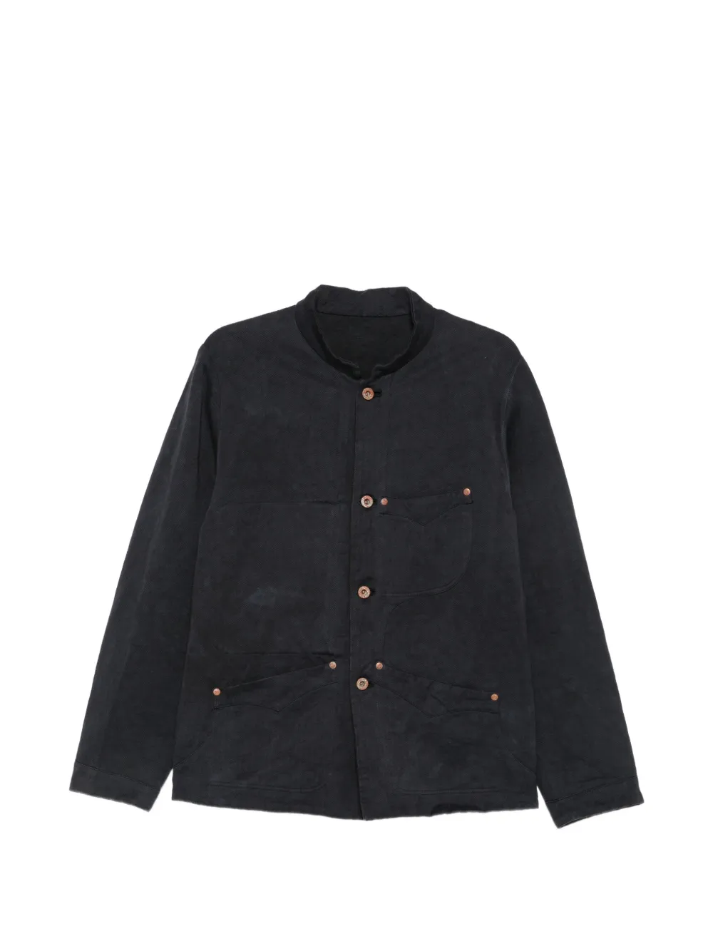 LOÏS DIONISIO herringbone button-up shirt jacket - Blu