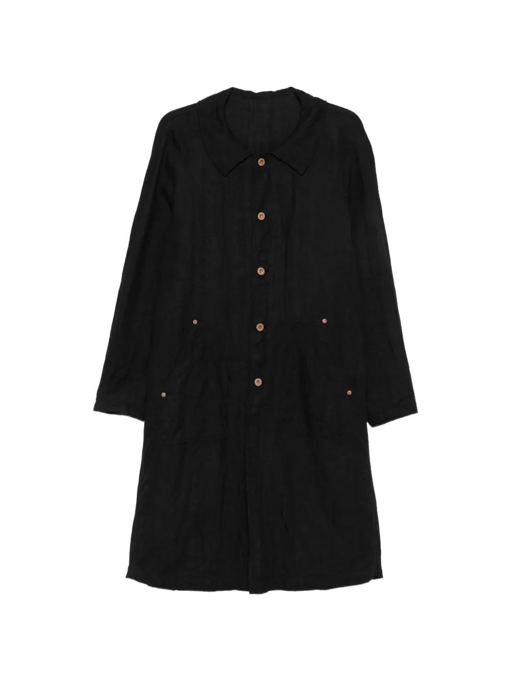 LOÏS DIONISIO button-fastening long-sleeve coat - Black