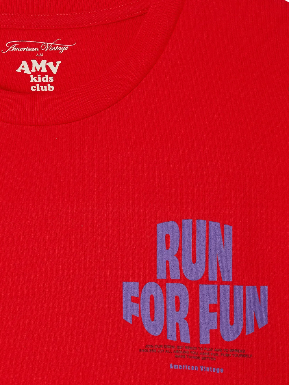 American Vintage Kids Fizvalley logo-print T-shirt Rood