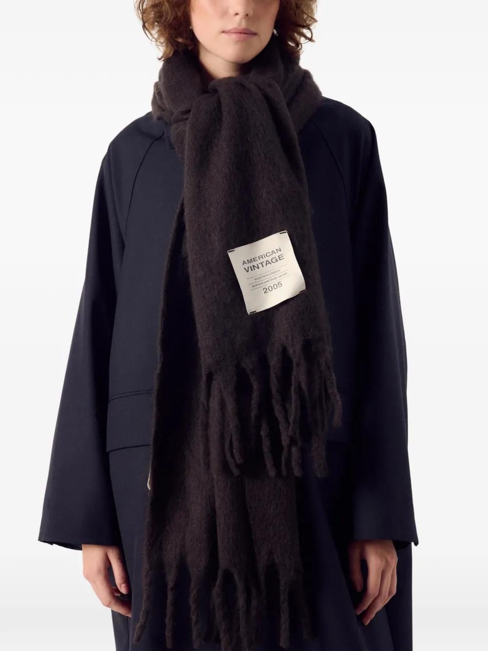 American Vintage Zinaco fringed-edge scarf Bruin
