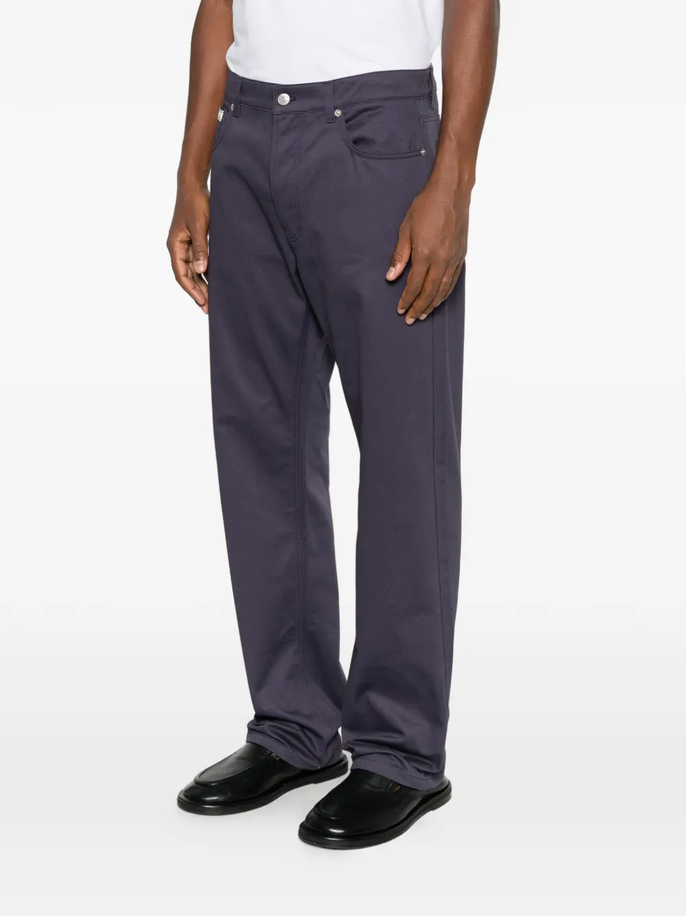 Moschino logo-patch straight-leg trousers Paars
