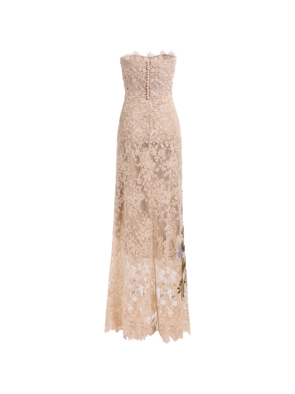 Elie Saab bead-embroidered lace maxi dress Beige