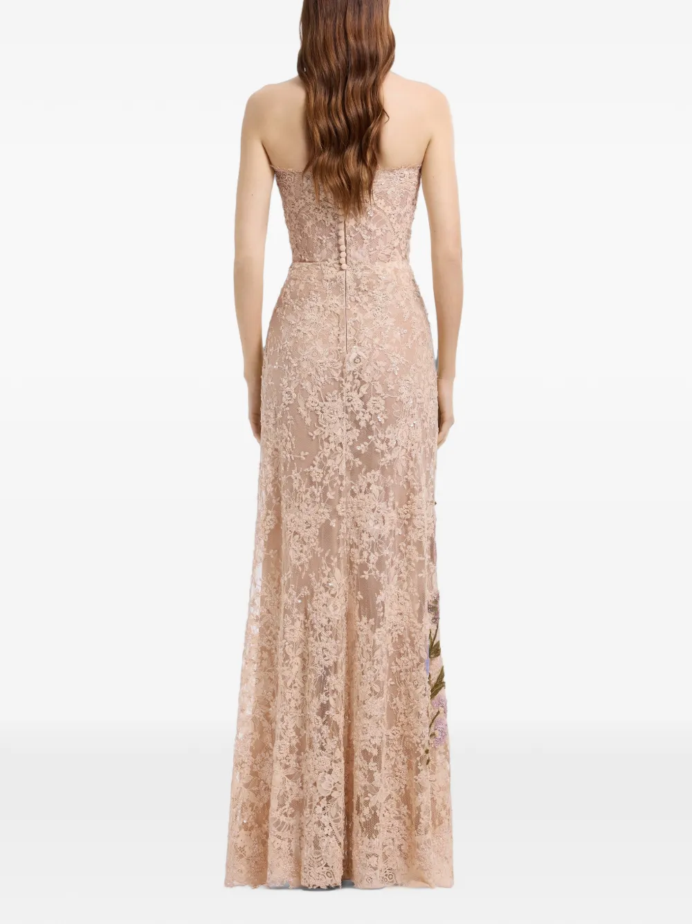 Elie Saab bead-embroidered lace maxi dress Beige