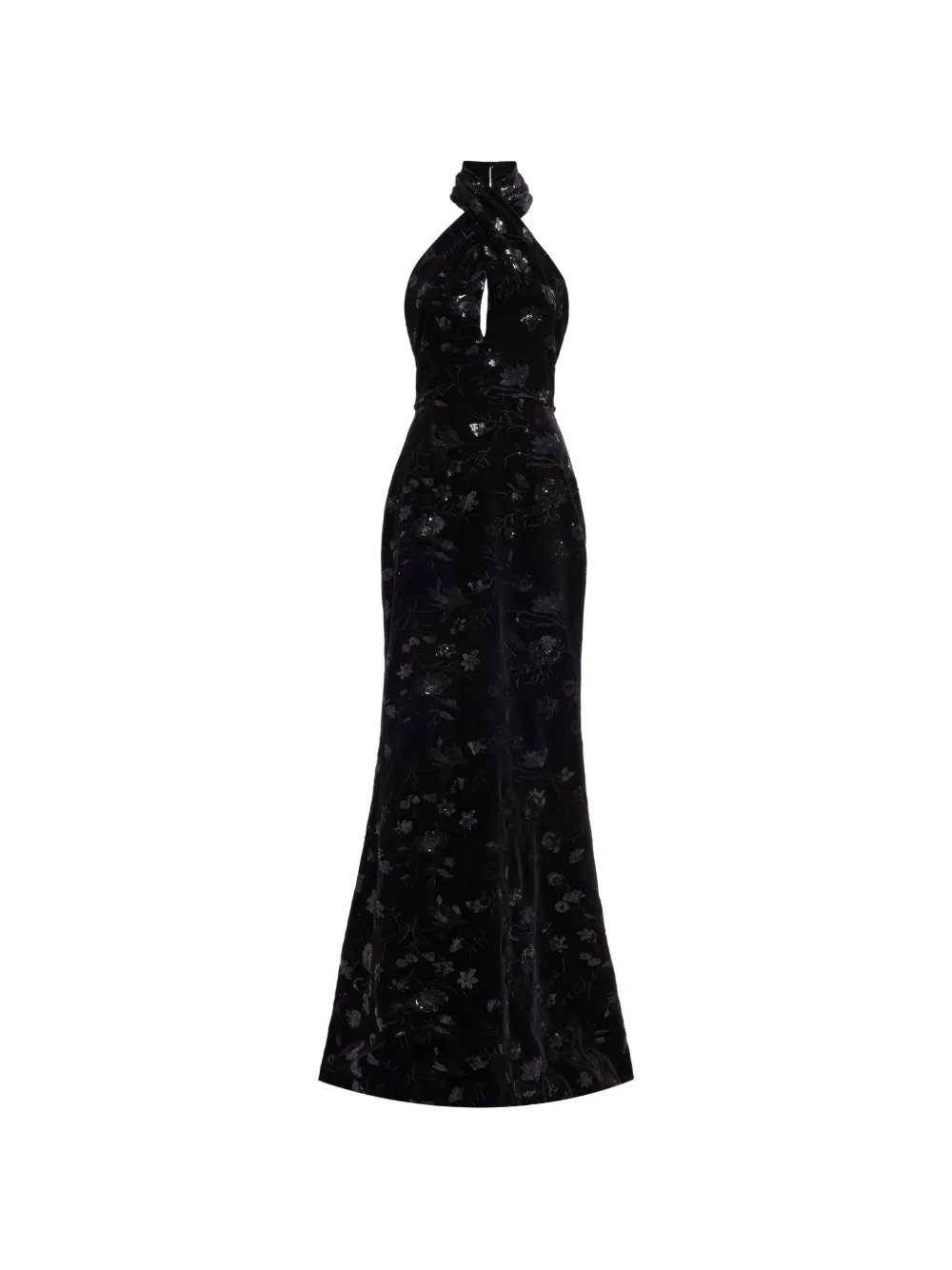 Elie Saab embroidered halter-neck maxi dress - Black