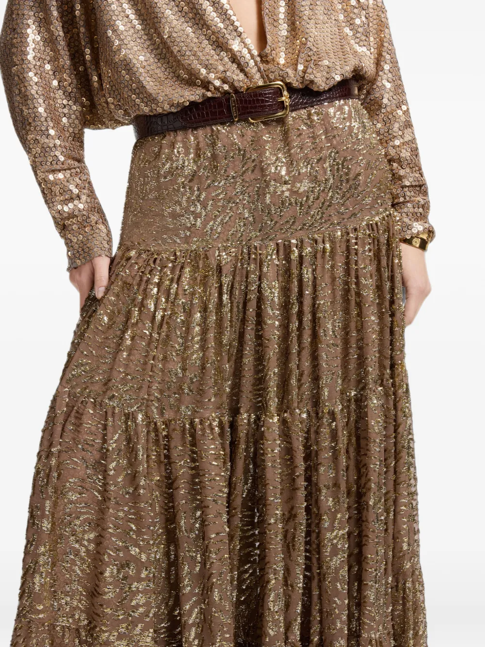 Elie Saab Gelaagde maxi-rok Goud