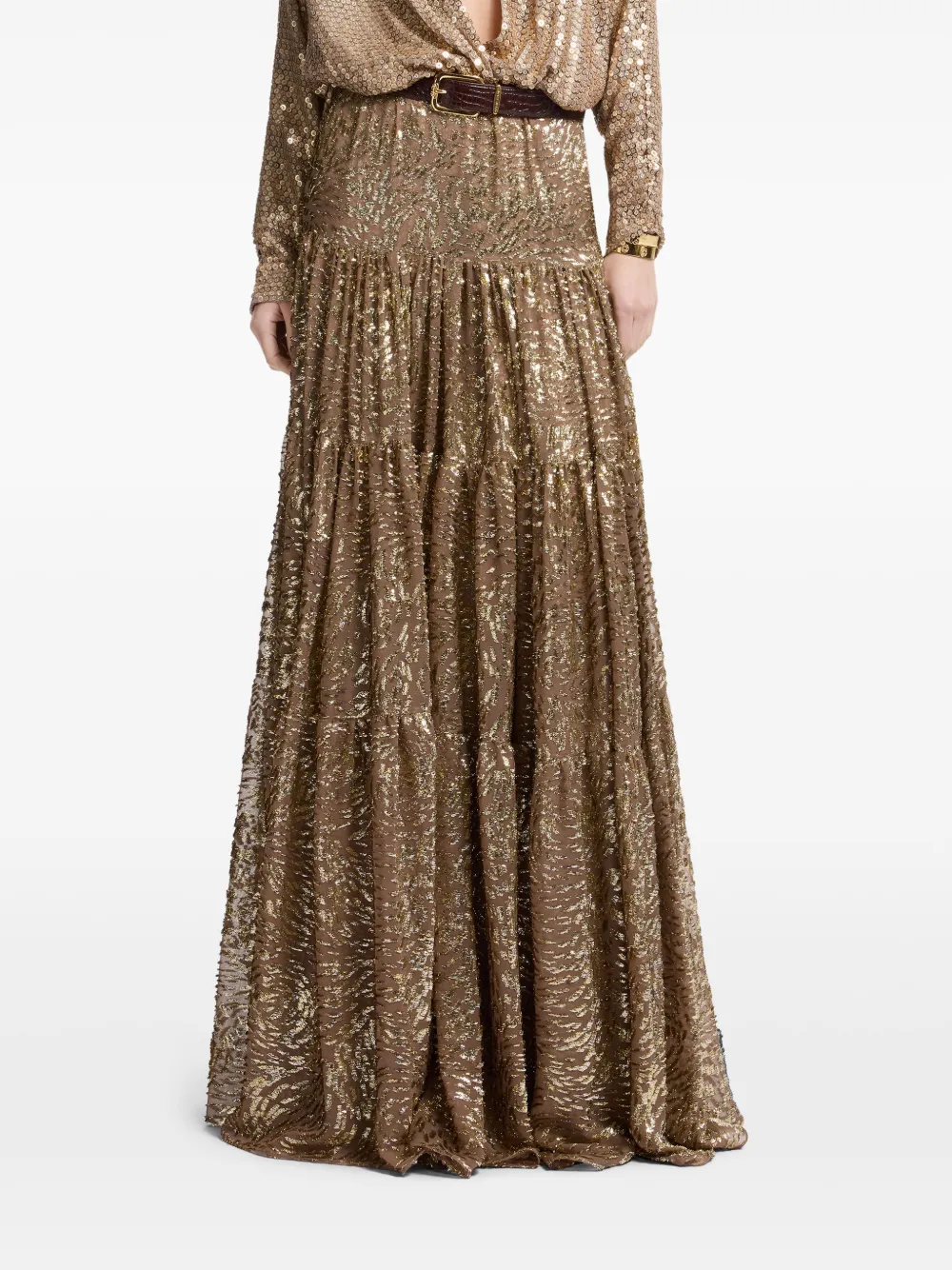 Elie Saab Gelaagde maxi-rok Goud