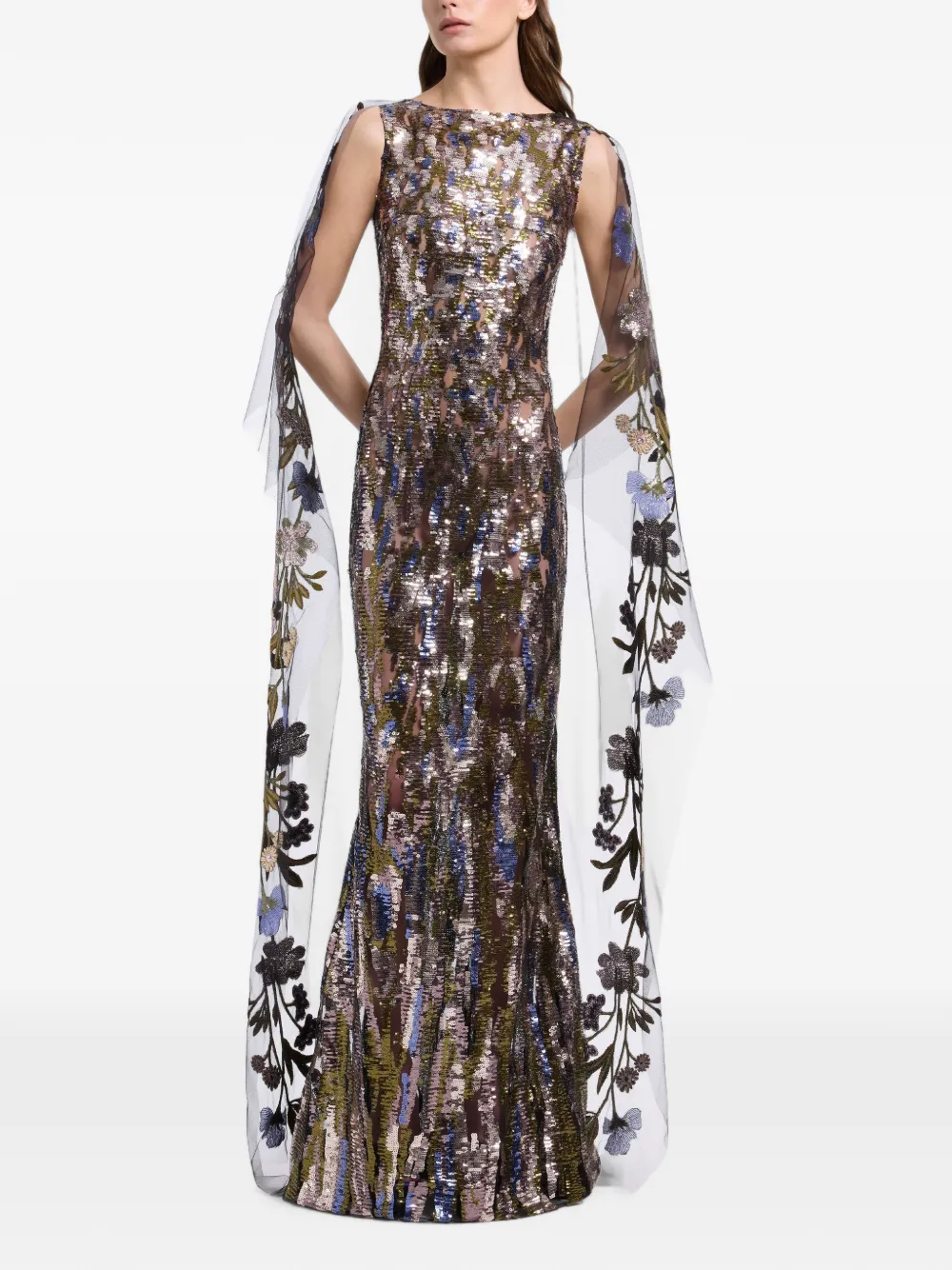 Elie Saab Maxi-jurk verfraaid met pailletten Grijs