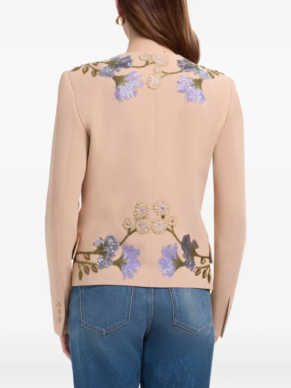Elie Saab Jack met geborduurde bloemen en pailletten Beige