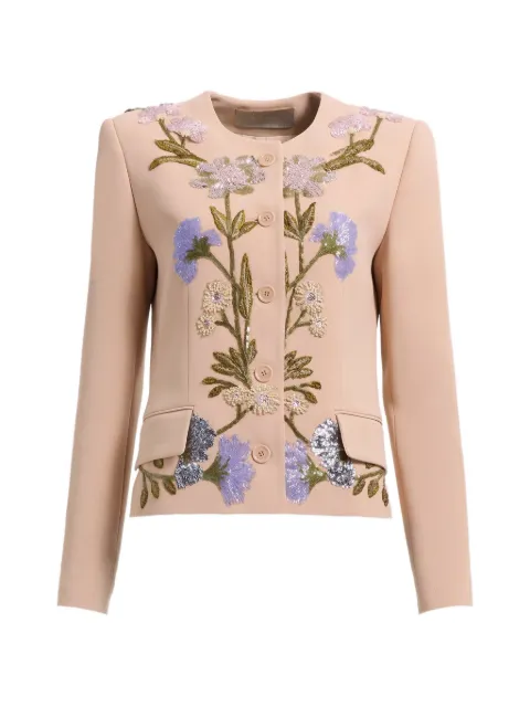Elie Saab sequin-embellished floral-embroidered jacket