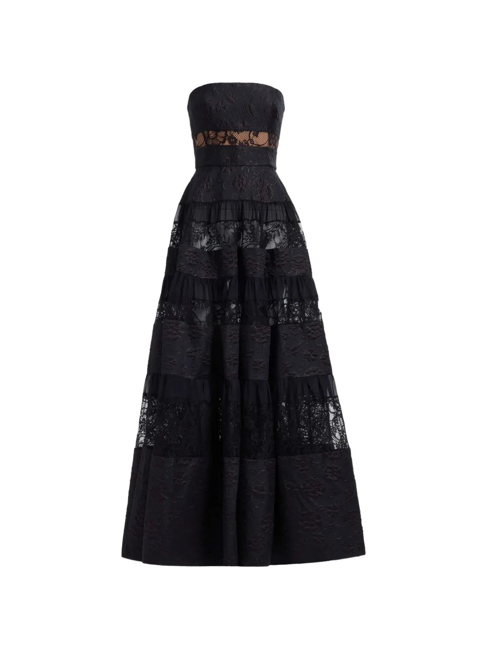 Elie Saab brocade-lace panelled maxi dress