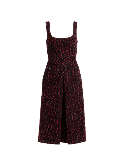 Elie Saab vestido midi de tweed tejido con detalle de botones