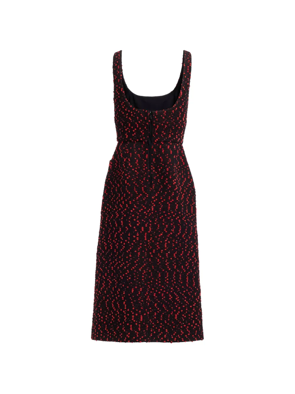 Elie Saab Gebreide tweed midi-jurk met knoopdetail Zwart