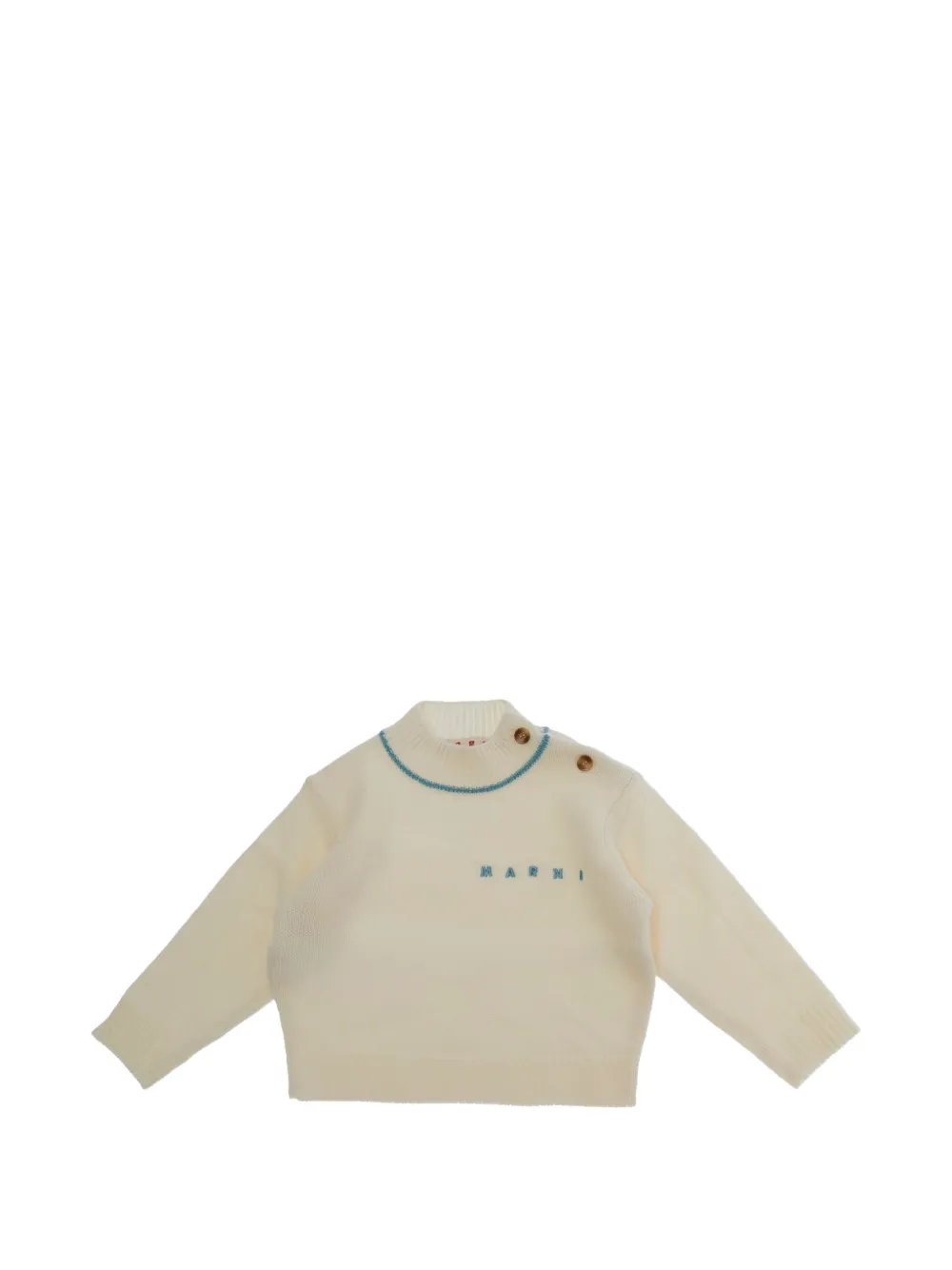 Marni Kids logo-embroidered button-shoulder sweater - Tons neutres Marni Kids logo-embroidered button-shoulder sweater - Tons neutres