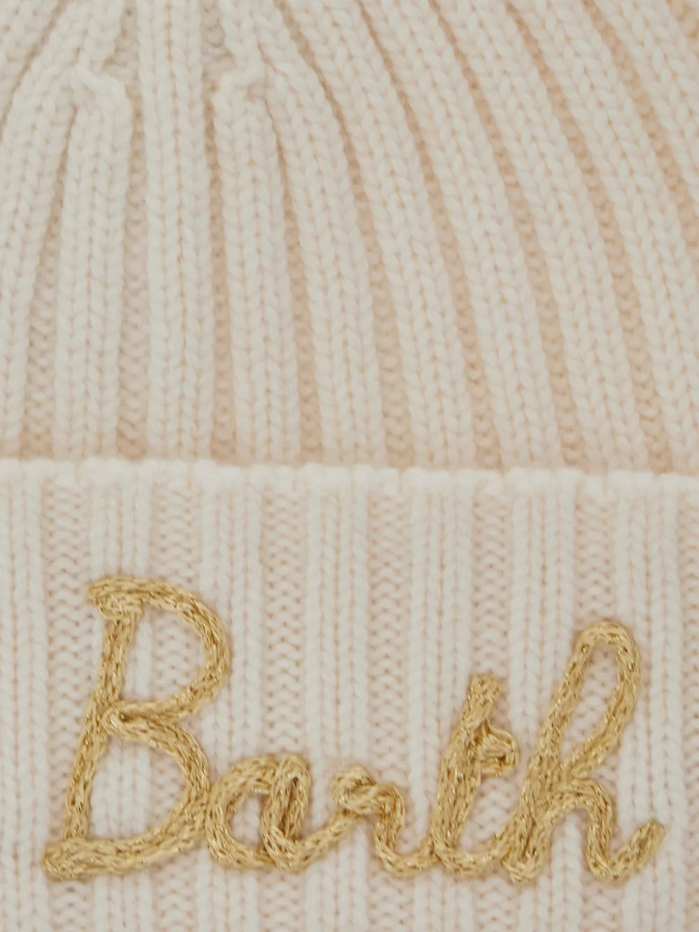 MC2 Saint Barth Kids Geribbelde muts met geborduurd logo Beige