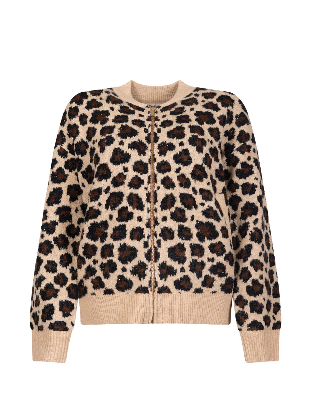 Derhy Elysee Leopard-print Zip-up Cardigan In Animal Print