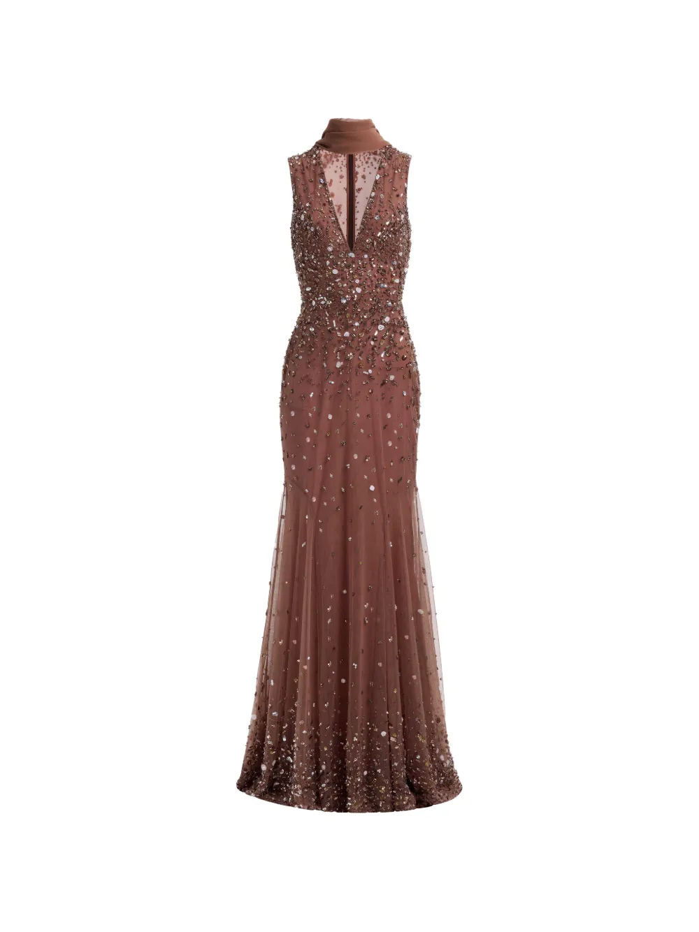Elie Saab bead-embroidered cape-detail maxi dress