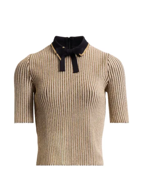 Elie Saab bow-detail ribbed-knit polo top