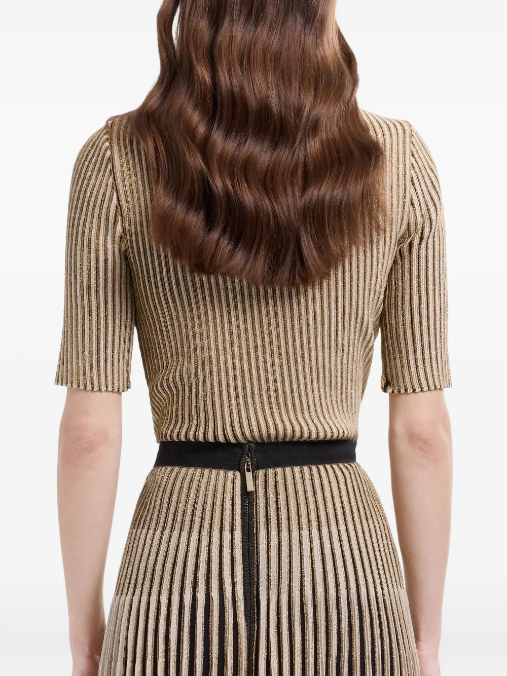 Elie Saab Ribgebreide polotop met strikdetail Goud