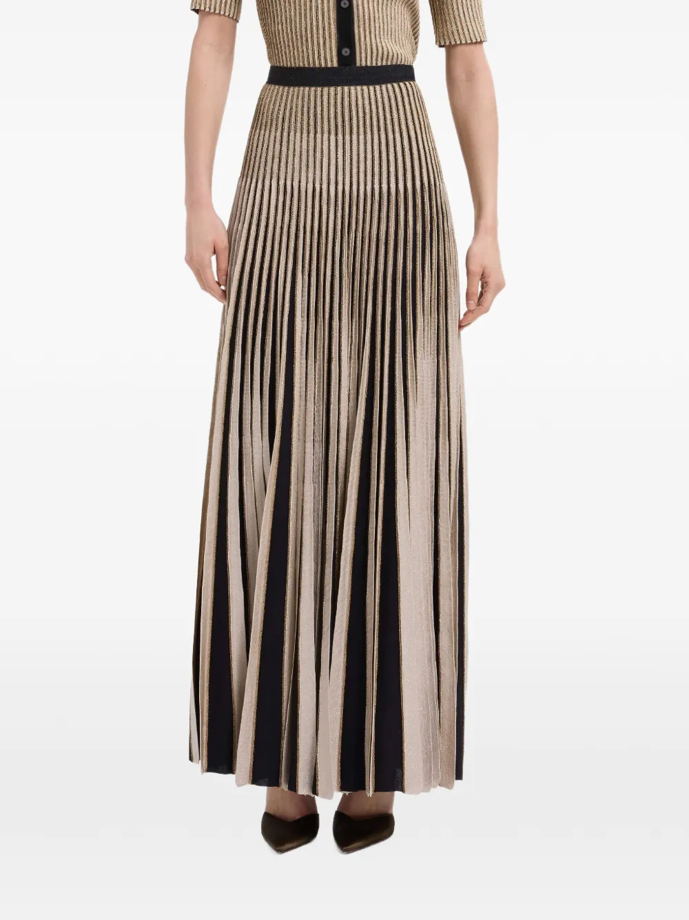 Elie Saab Gebreide maxi-rok met plooien Goud