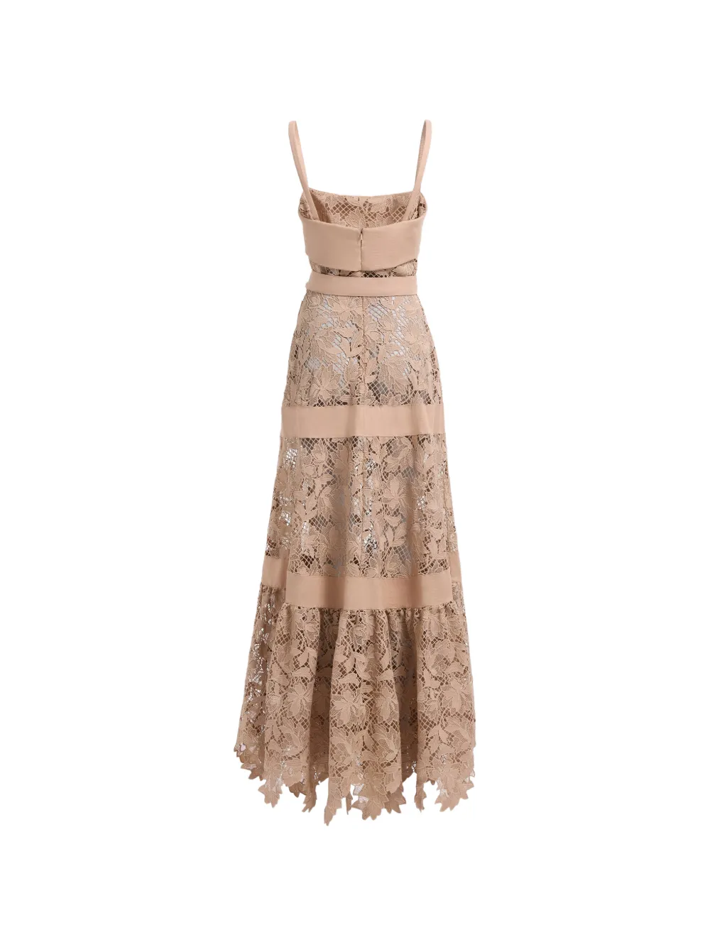 Elie Saab Macramé maxi-jurk met kant Beige