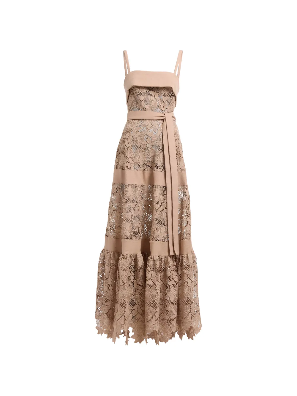 Elie Saab Maxikleid aus Makramee-Spitze - Nude