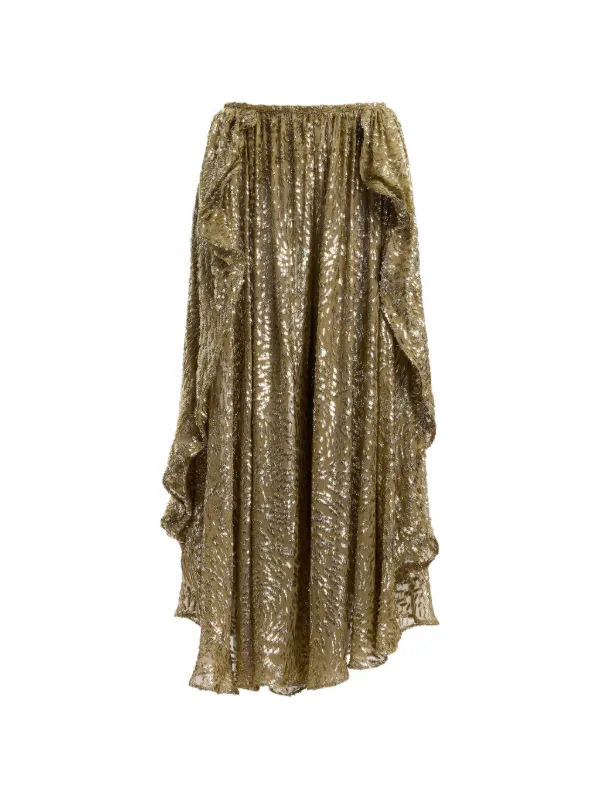 Elie Saab Ruffled Trousers in Gold