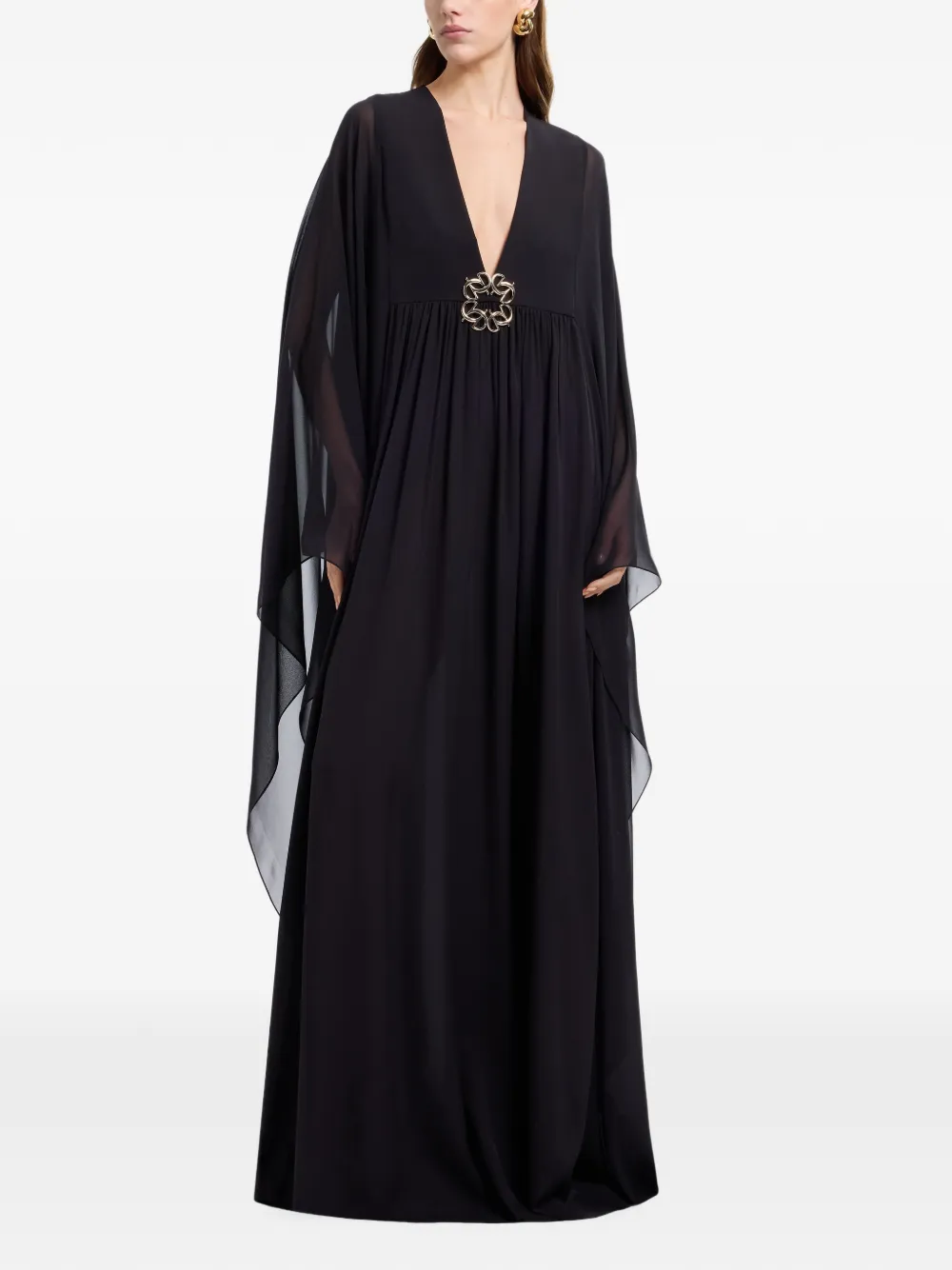 Elie Saab Zijden maxi-jurk met verfraaide details Zwart