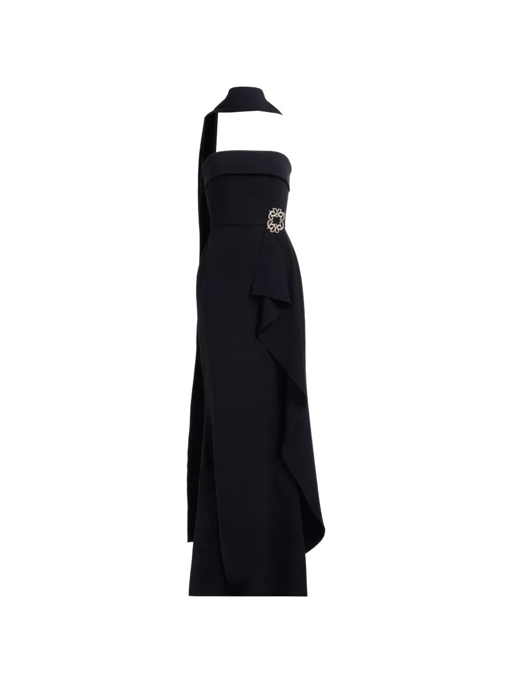 Elie Saab robe-bustier longue à détail de broche - Noir