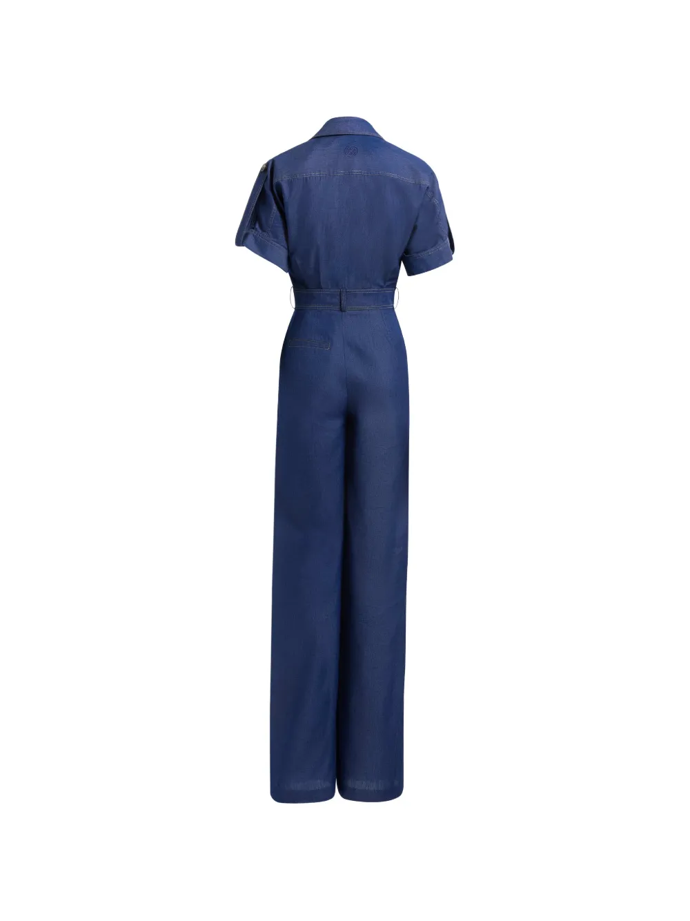Elie Saab Denim jumpsuit met korte mouwen Blauw