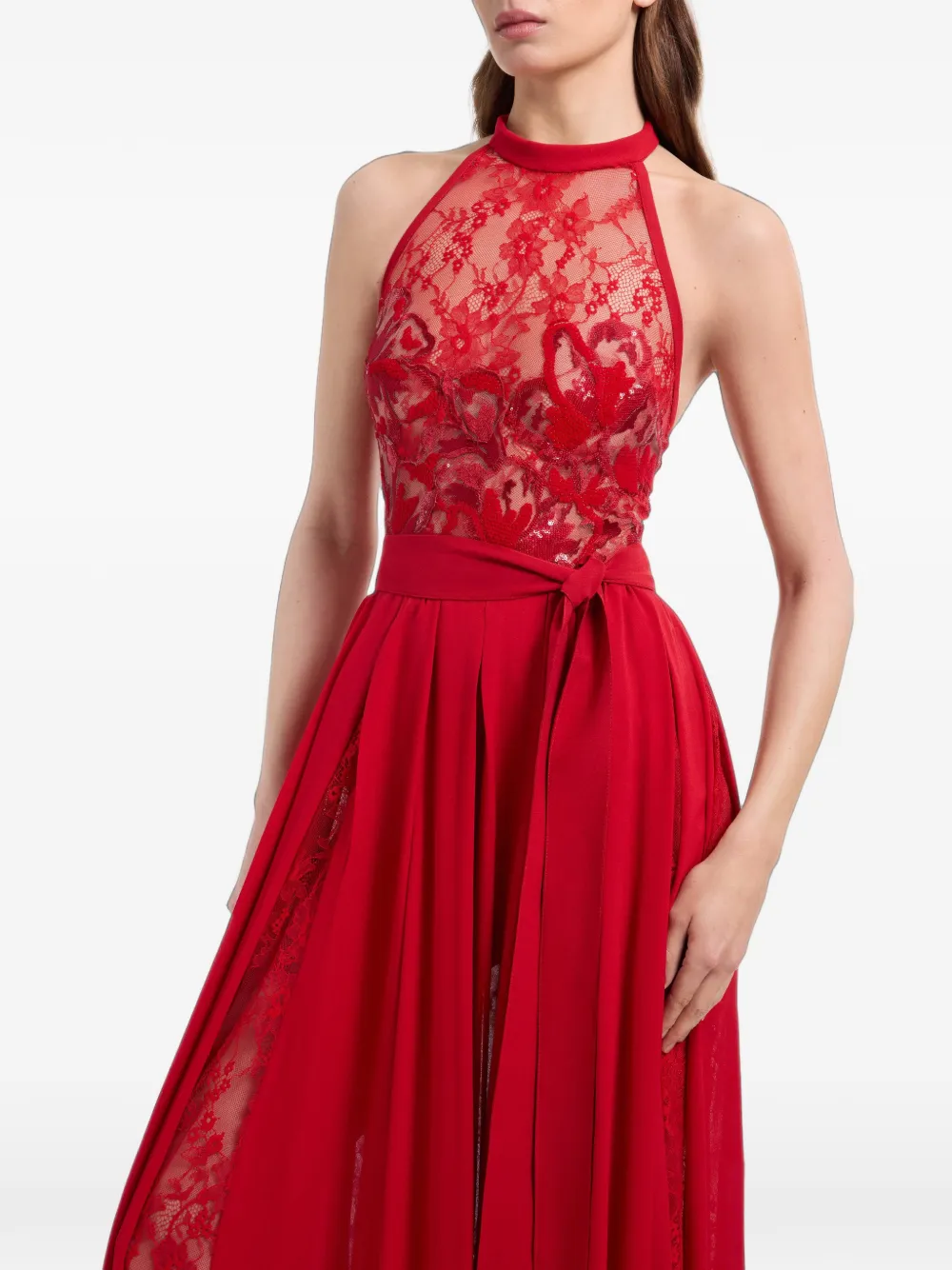 Elie Saab Maxi-jurk met kant Rood