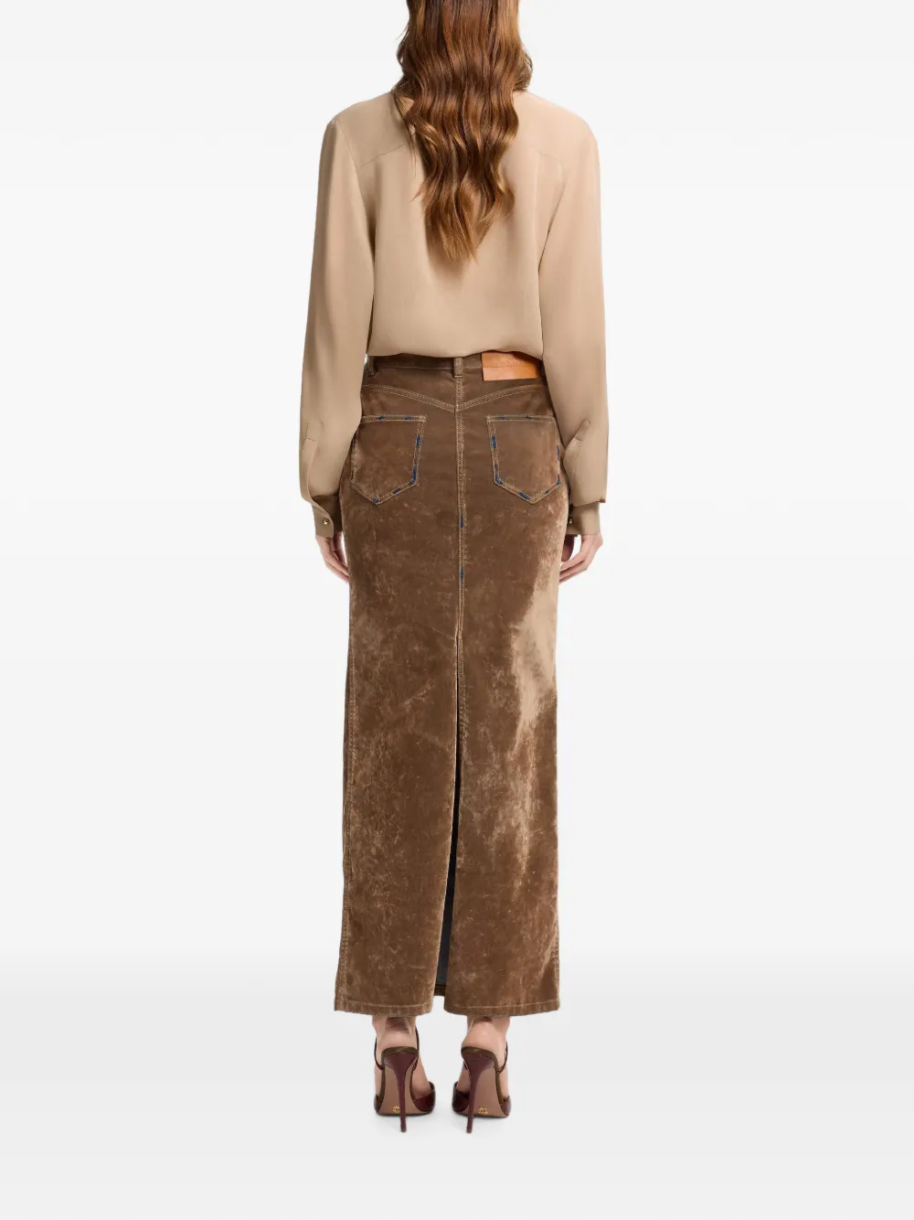 Elie Saab Denim maxi-rok met flock-effect Bruin