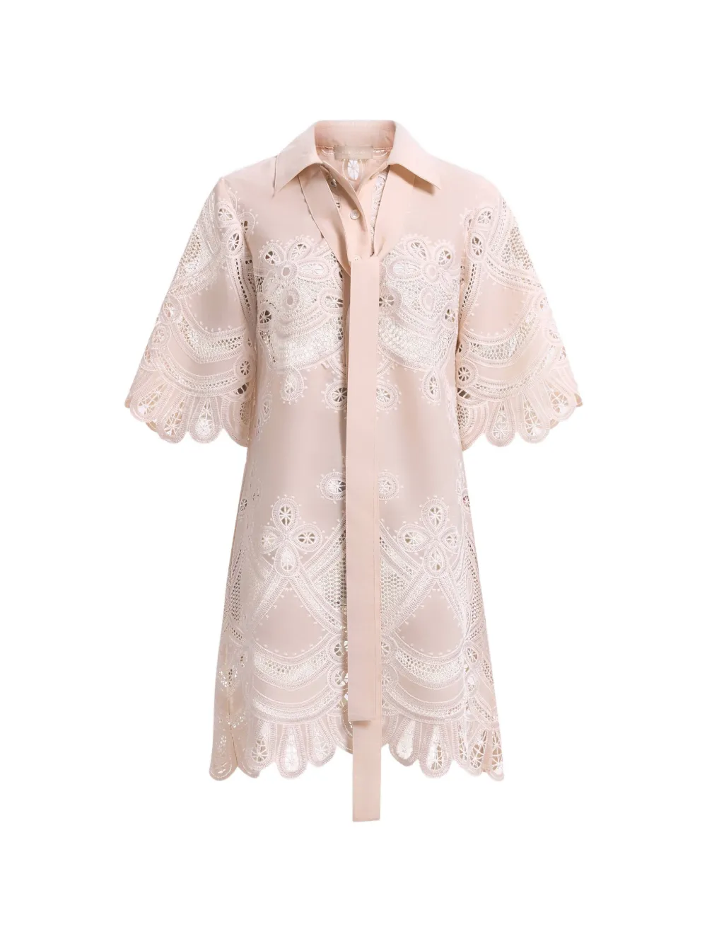 Elie Saab embroidered pussy-bow mini dress