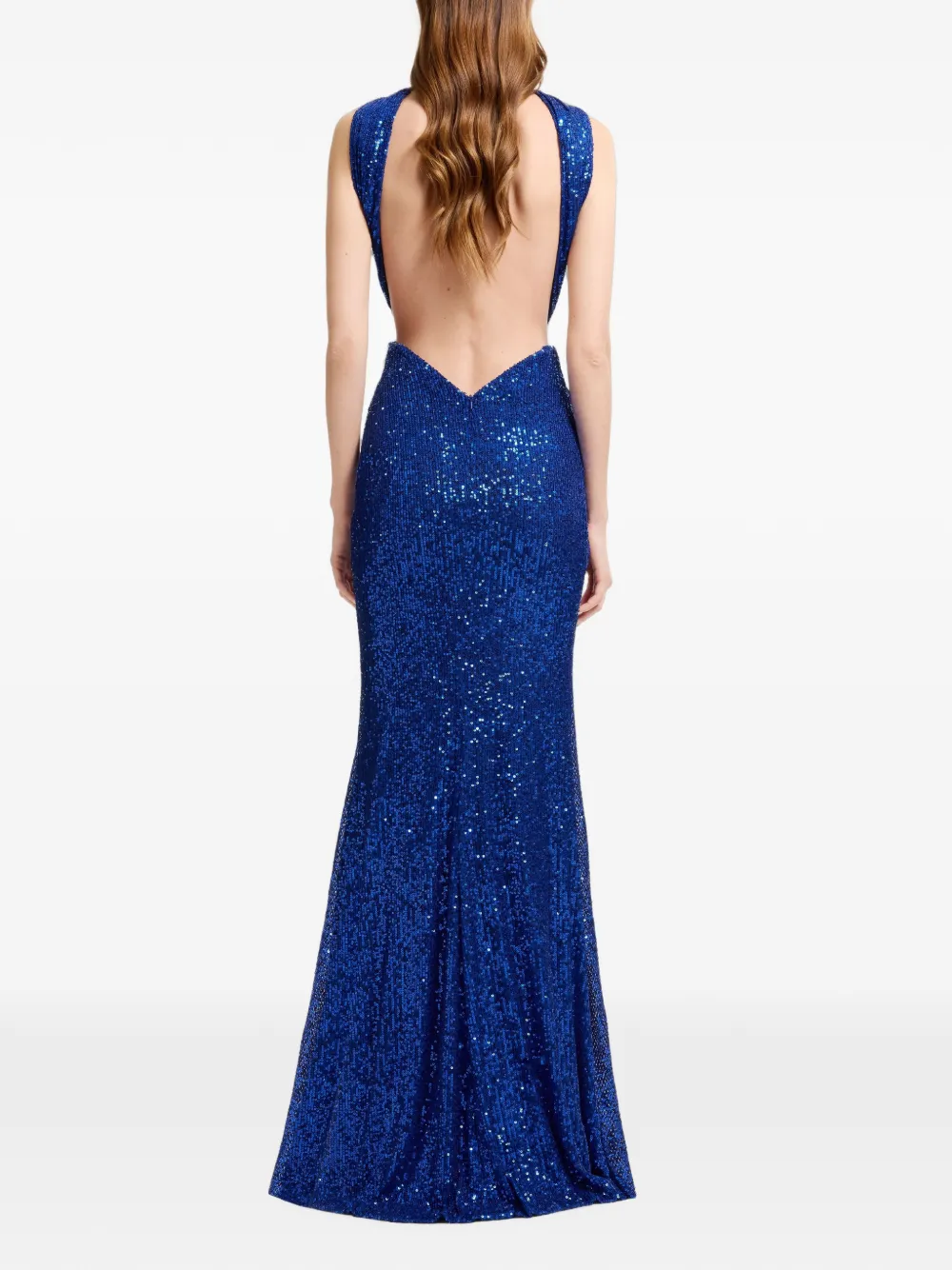 Elie Saab Maxi-halterjurk met pailletten Blauw