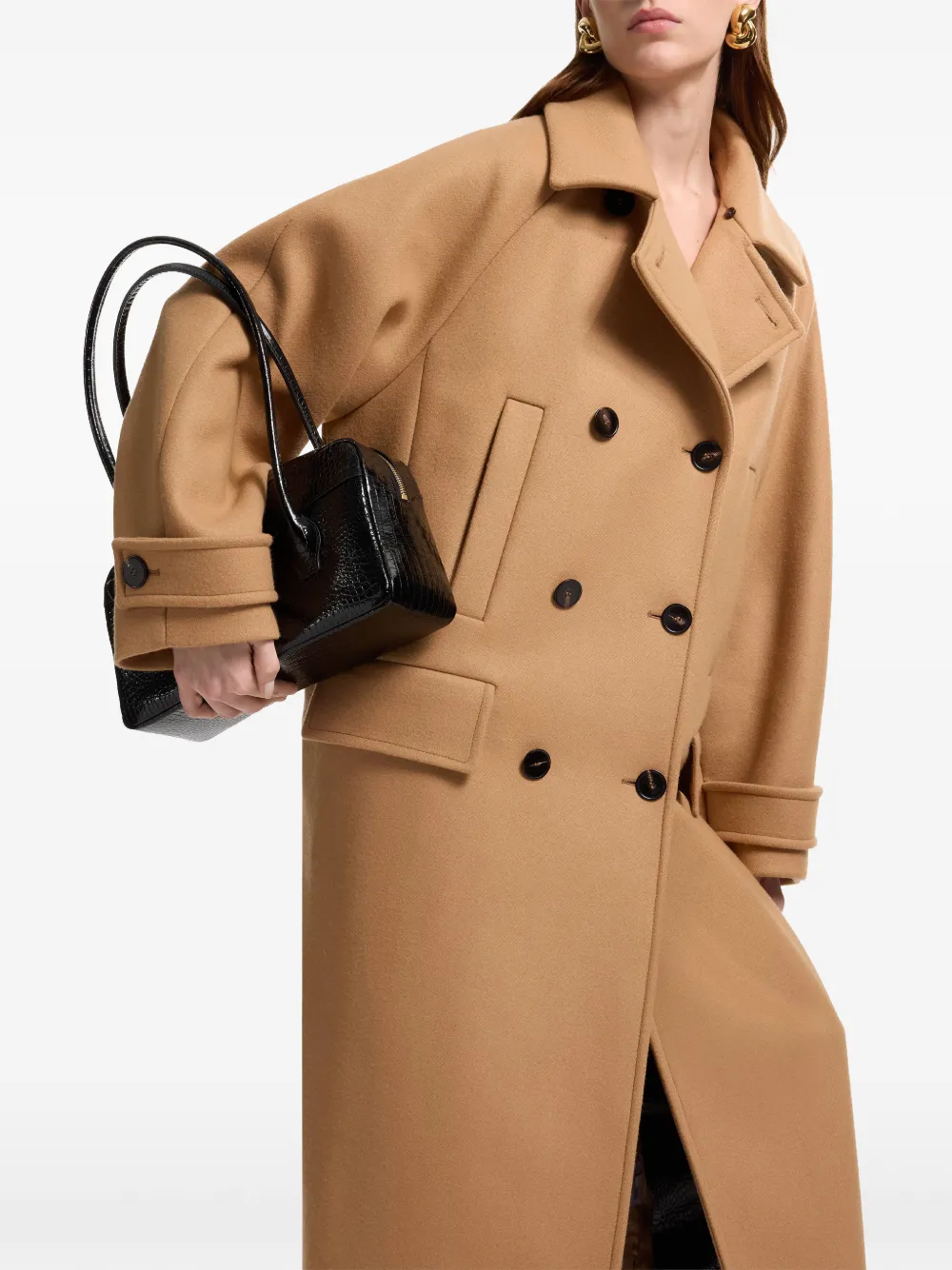 Elie Saab Jas met dubbele rij knopen Beige