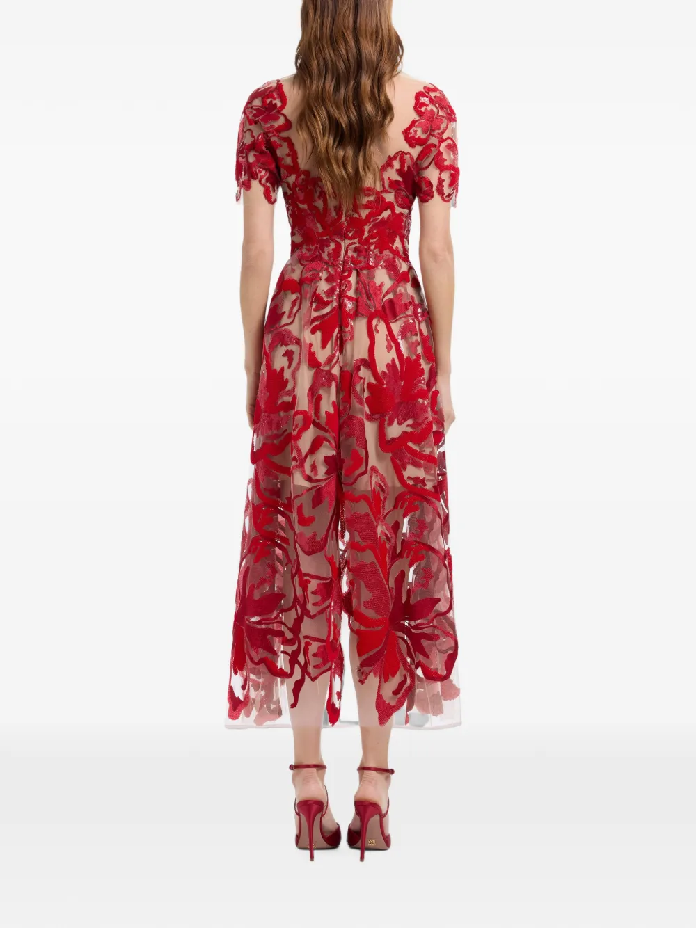 Elie Saab sequin-embellished midi dress Rood
