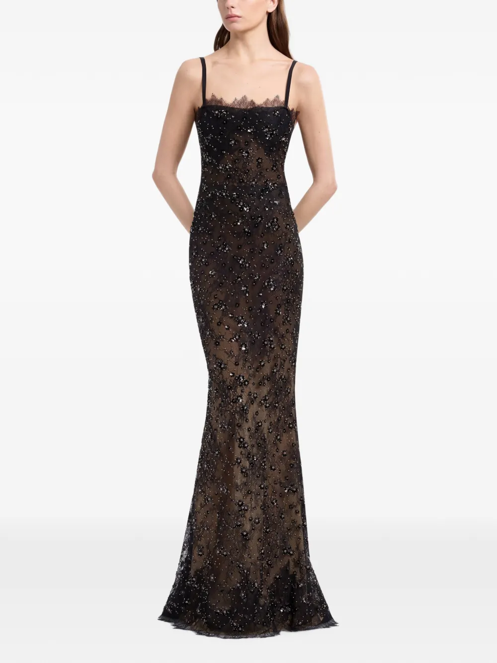 Elie Saab Maxi-jurk verfraaid met pailletten Zwart