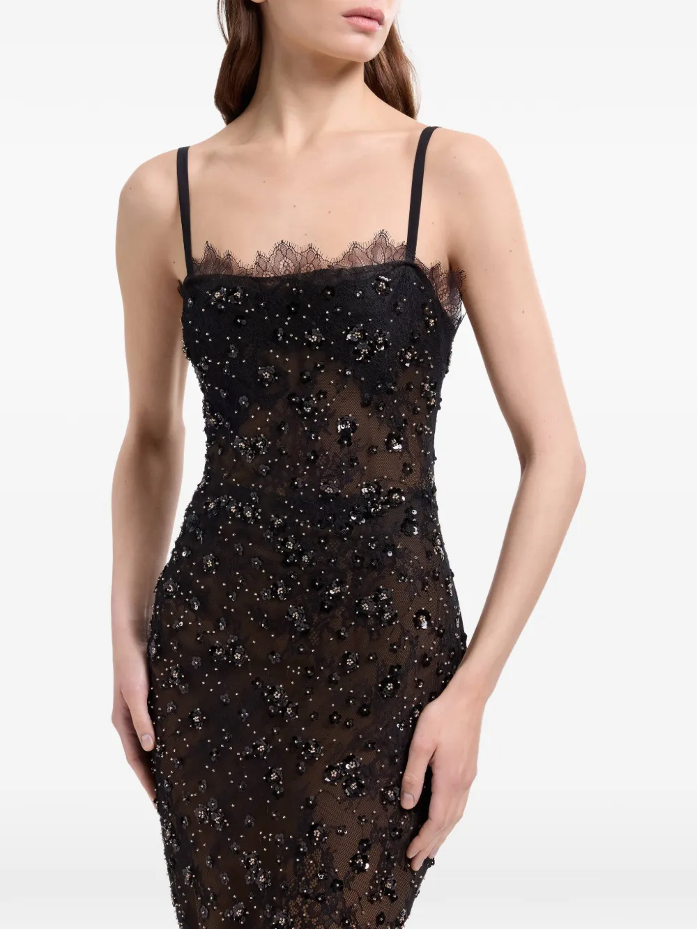 Elie Saab Maxi-jurk verfraaid met pailletten Zwart
