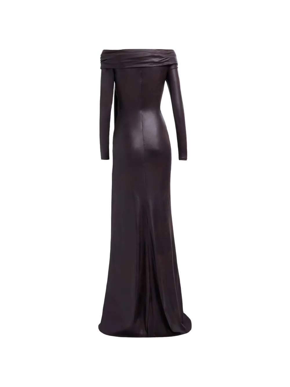 Elie Saab Off-shoulder gedrapeerde maxi-jurk Bruin