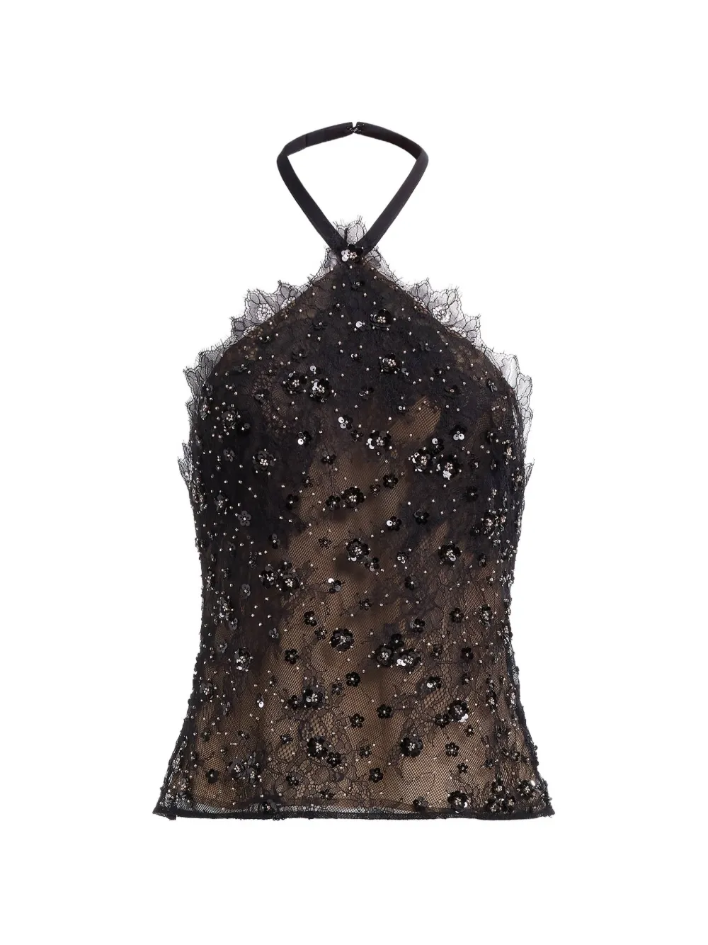 Elie Saab sequin-embellished halter-neck top - Noir