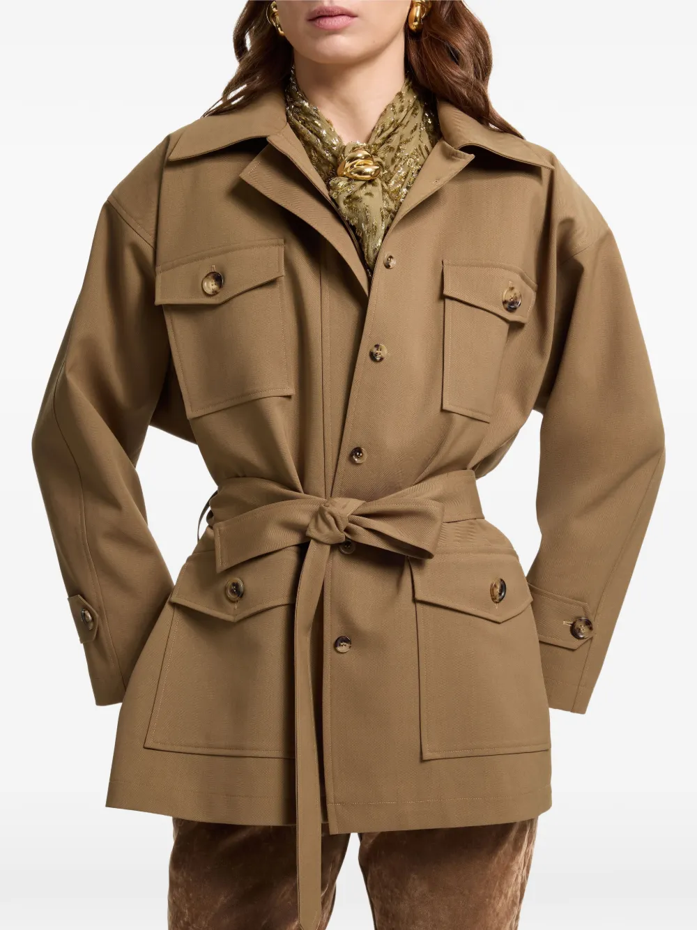 Elie Saab Bikerjack met ceintuur Beige