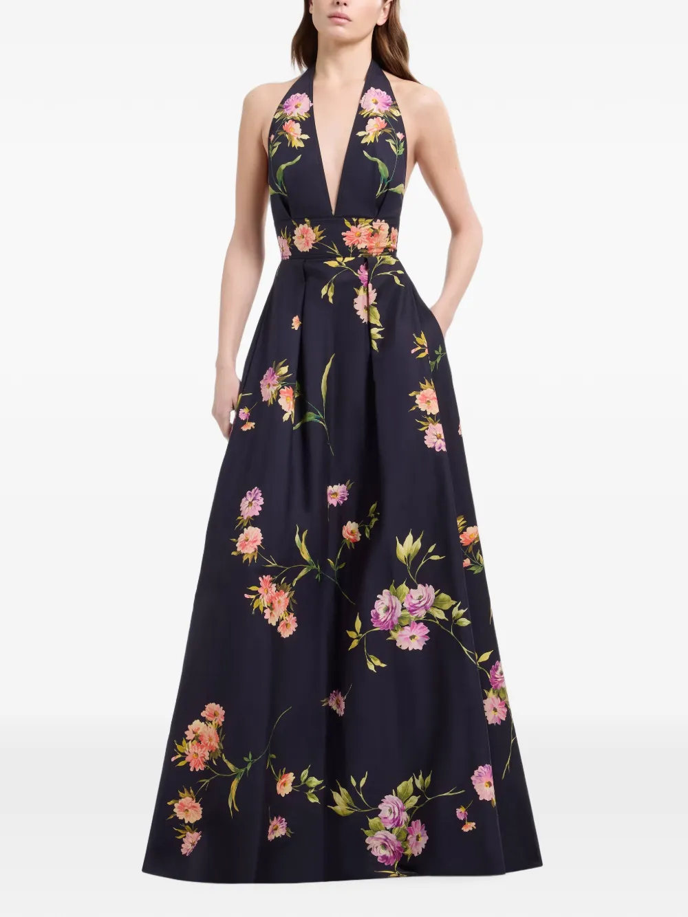 Elie Saab Maxi-jurk met bloemenprint Blauw