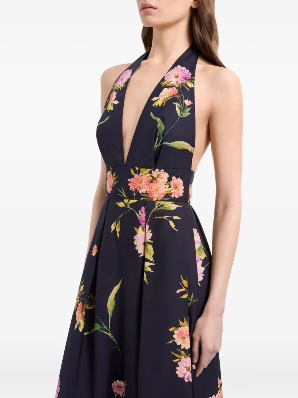 Elie Saab Maxi-jurk met bloemenprint Blauw