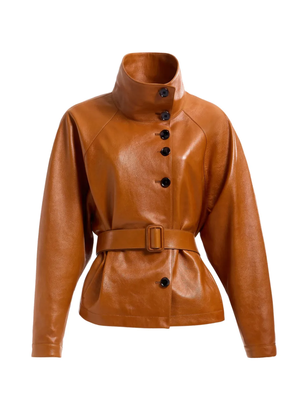 Elie Saab belted leather jacket - Marrone