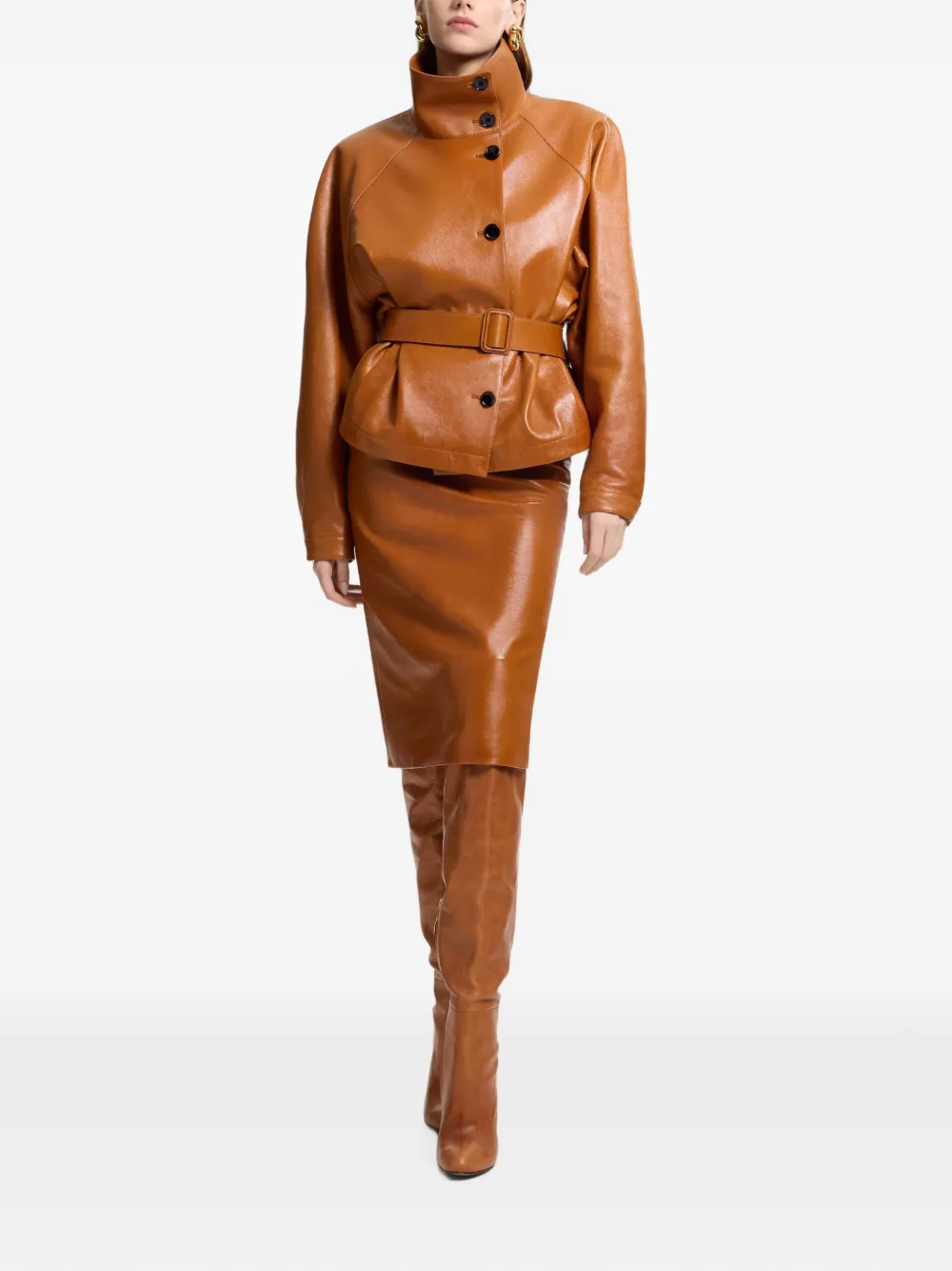Elie Saab Leren jack Bruin